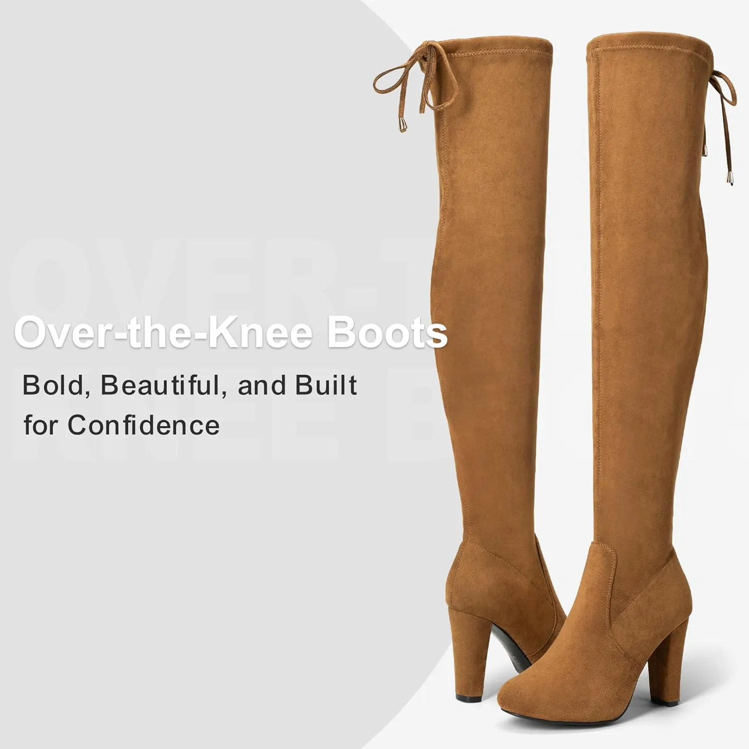 Vepose Women’s Thigh High Over The Knee Boots Suede Fashion Long 3.5 Inch Heel Boots with Zipper