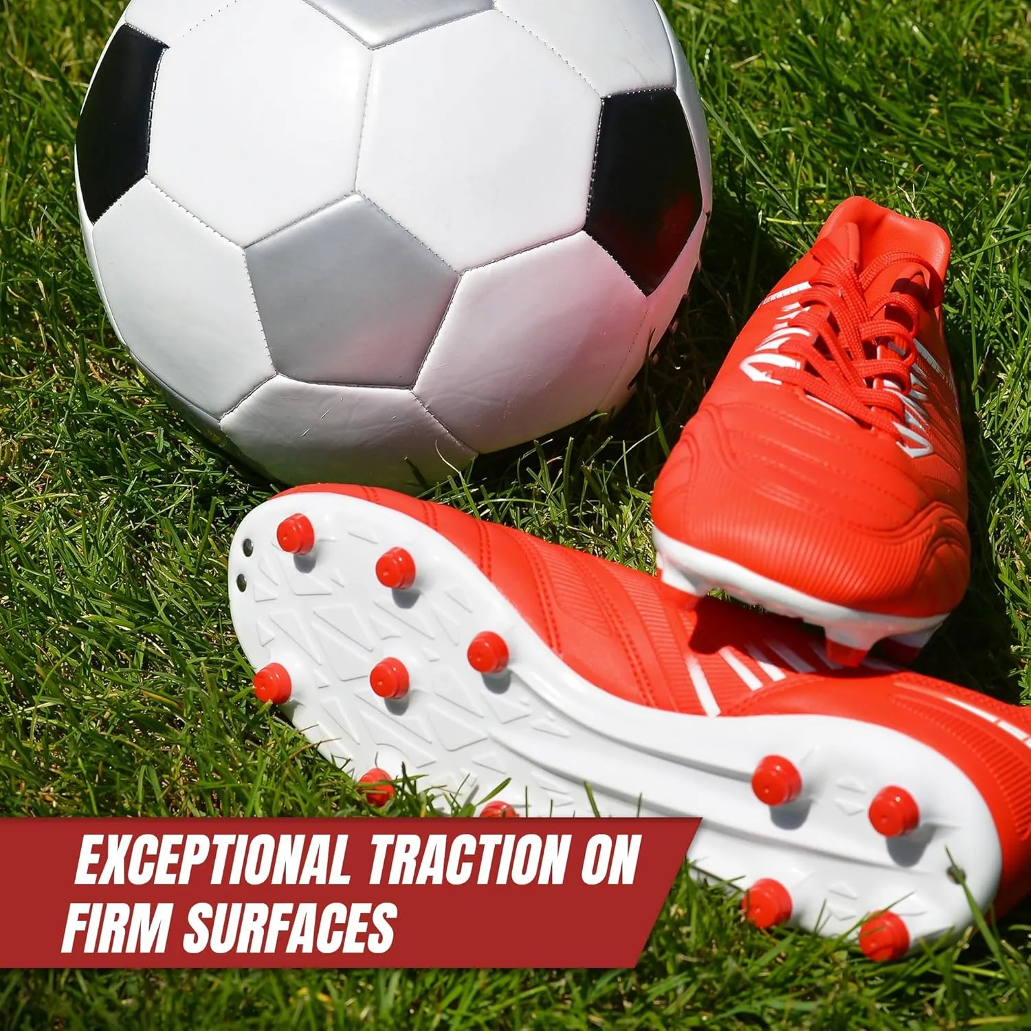Vizari Valencia Adult Soccer Cleats - Lightweight and Durable Men's Soccer Shoes for Superior Performance - Unisex Mens and Womens Firm Ground Soccer Cleats with Round Studs for Maximum Traction