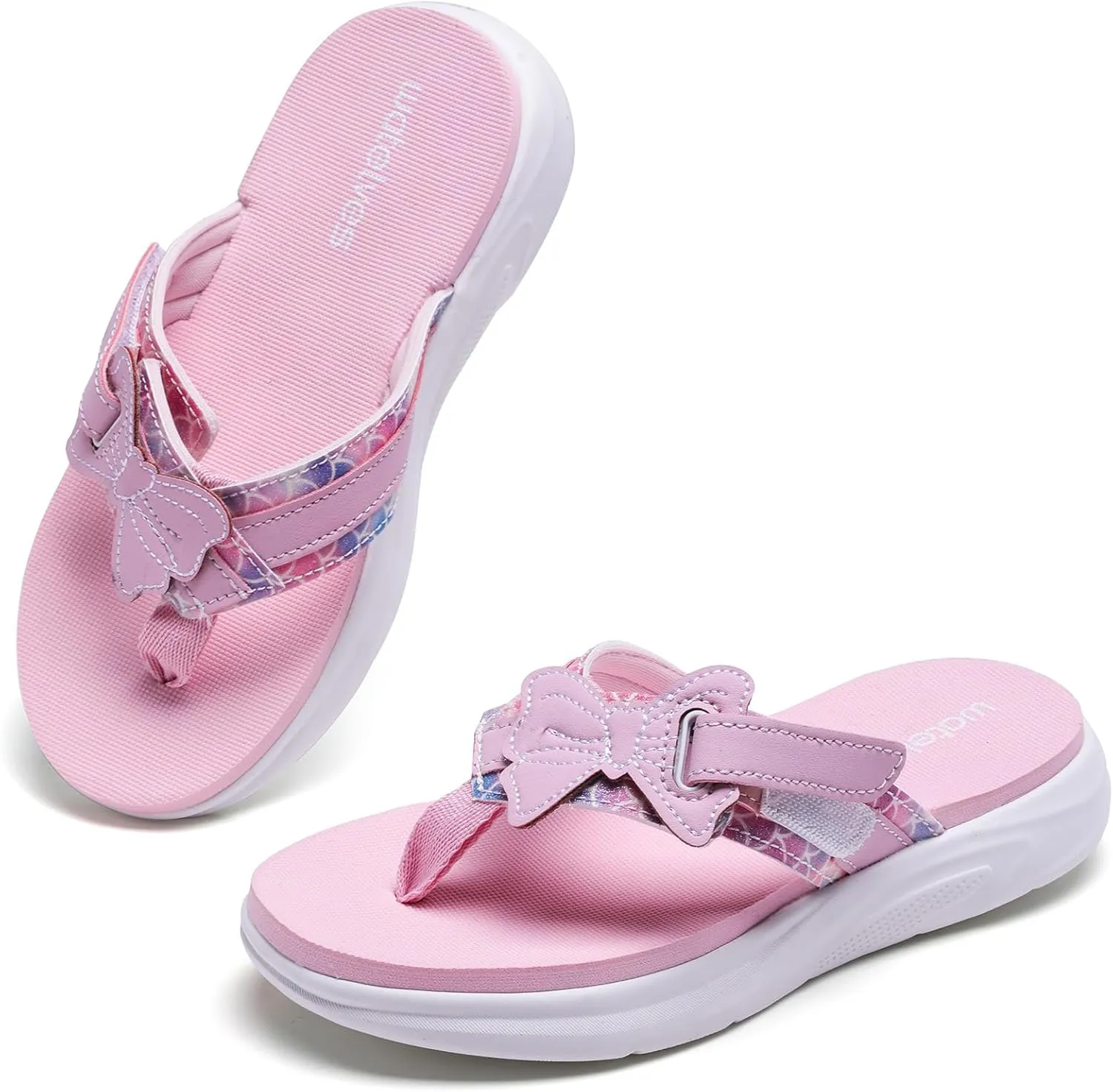 WateLves Kids Flip Flops Boys Girls Adjustable Hook and Loop Sandals Non-Slip Summer Sandal Shoes for Beach Swim Pool (Little Kid/Big Kid)