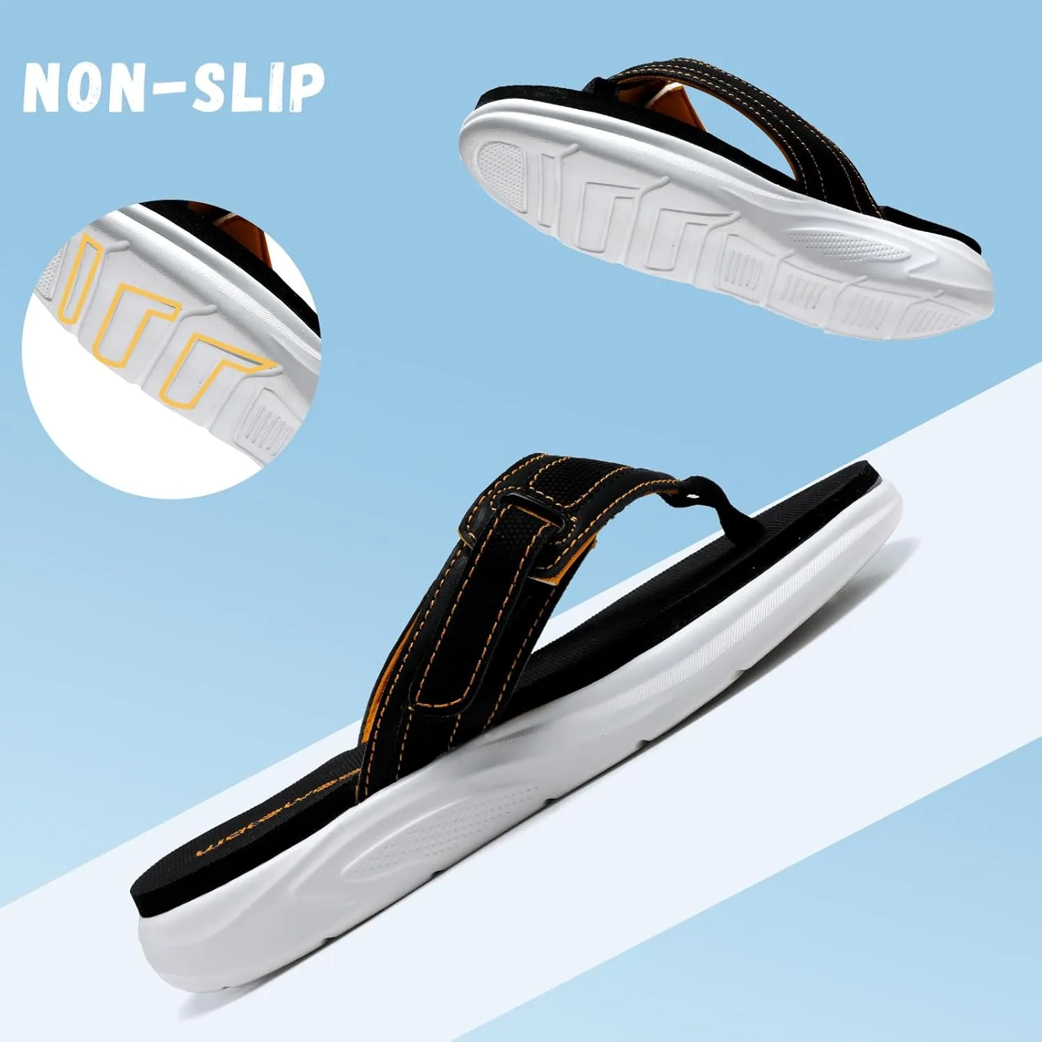 WateLves Kids Flip Flops Boys Girls Adjustable Hook and Loop Sandals Non-Slip Summer Sandal Shoes for Beach Swim Pool (Little Kid/Big Kid)
