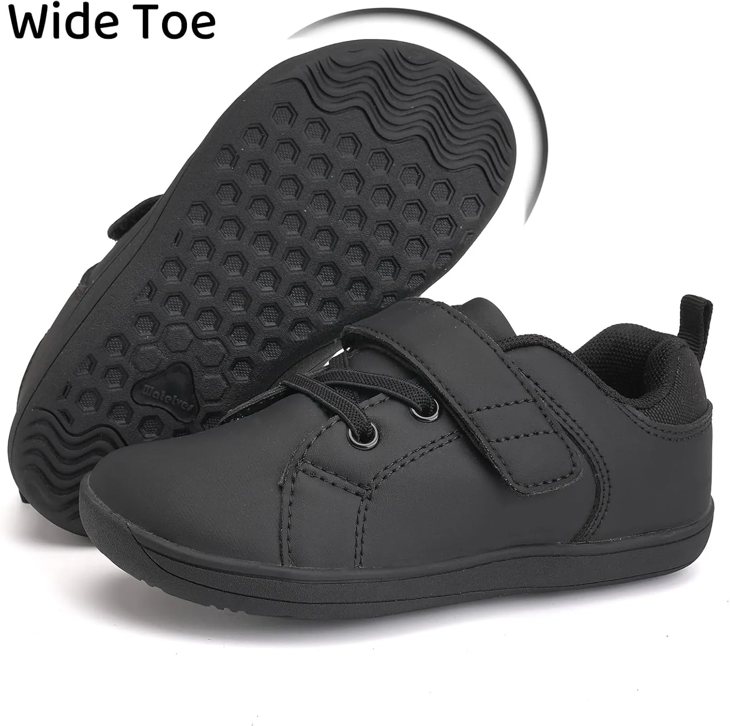 WateLves Toddler Little Kid Wide Barefoot The First Walking Shoes Girls Boys Leather Uniform Dress Shoes Lightweight Splay Naturally Minimalist Sneakers