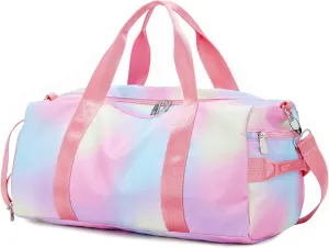 Weekender Duffel Sport Gym Bag Women Girls Travel duffle Bags with Shoe Compartment Wet Pocket (Rainbow Pink) 19.7"x9.5"x9.9"