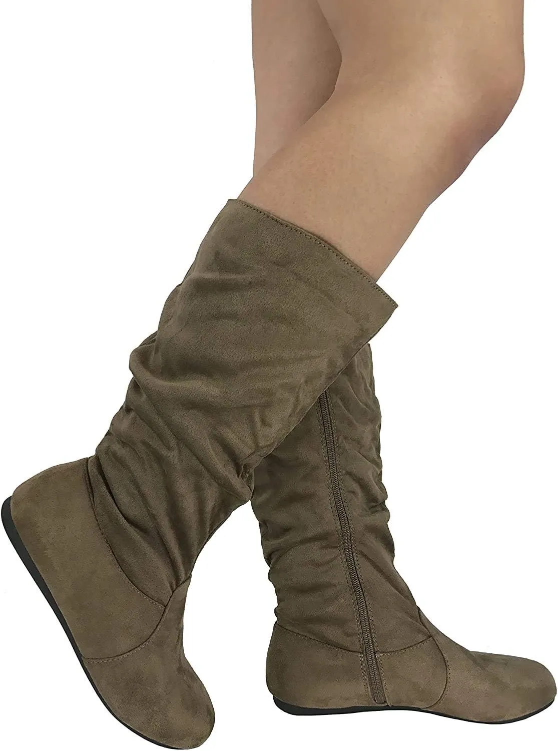 Wells Collection Womens Boots Soft Slouchy Flat to Low Heel Under Knee High