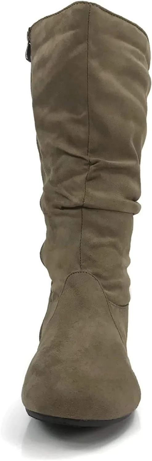 Wells Collection Womens Boots Soft Slouchy Flat to Low Heel Under Knee High
