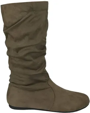 Wells Collection Womens Boots Soft Slouchy Flat to Low Heel Under Knee High