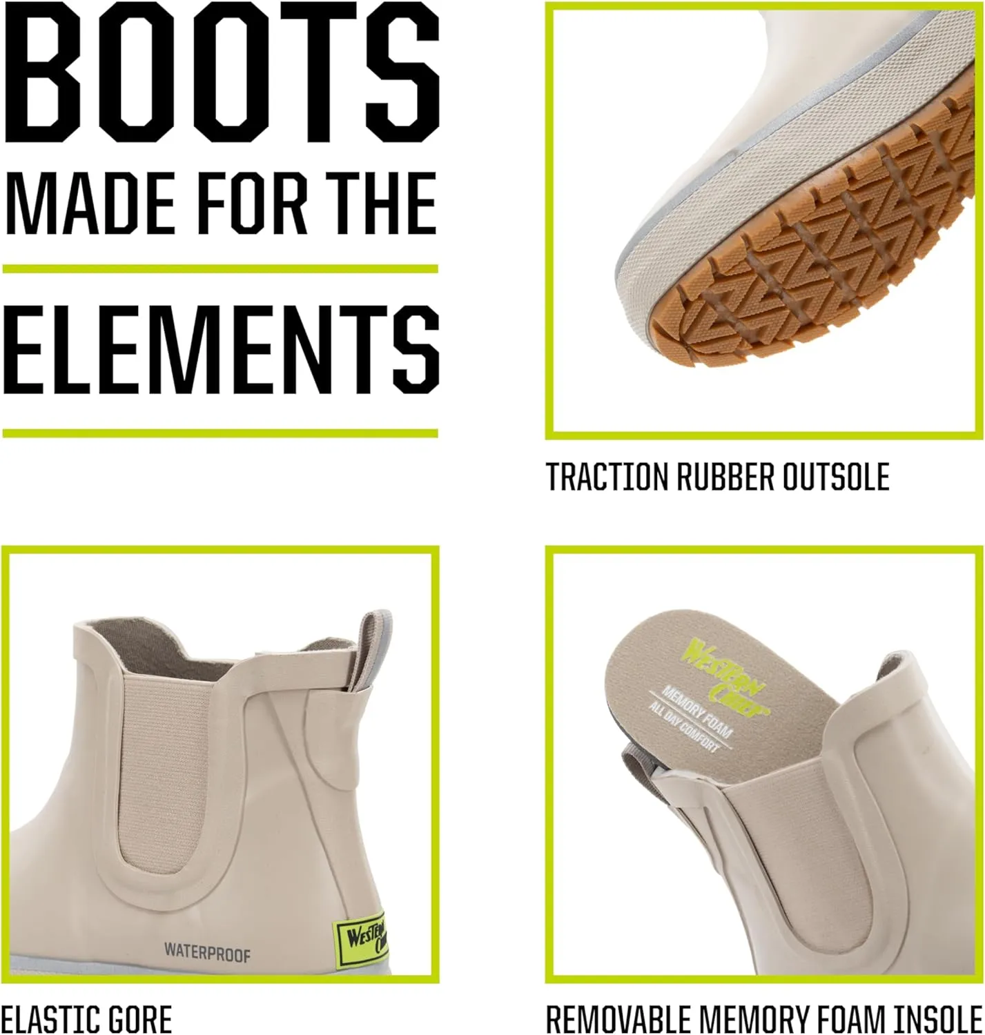 Western Chief Women's Waterproof Element Chelsea Rain Boot with Memory Foam Insole and Slip-Resistant Outsole – Durable and Comfortable for Rainy Days