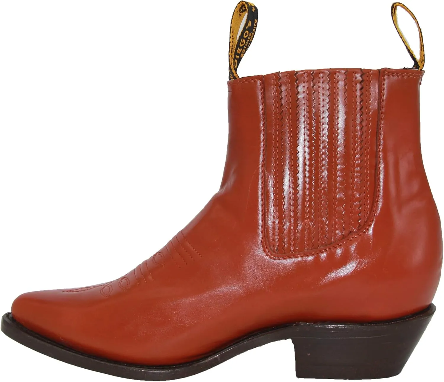 Western Shops Mens Genuine Leather Short Ankle Western Cowboy Boot Charro Botin