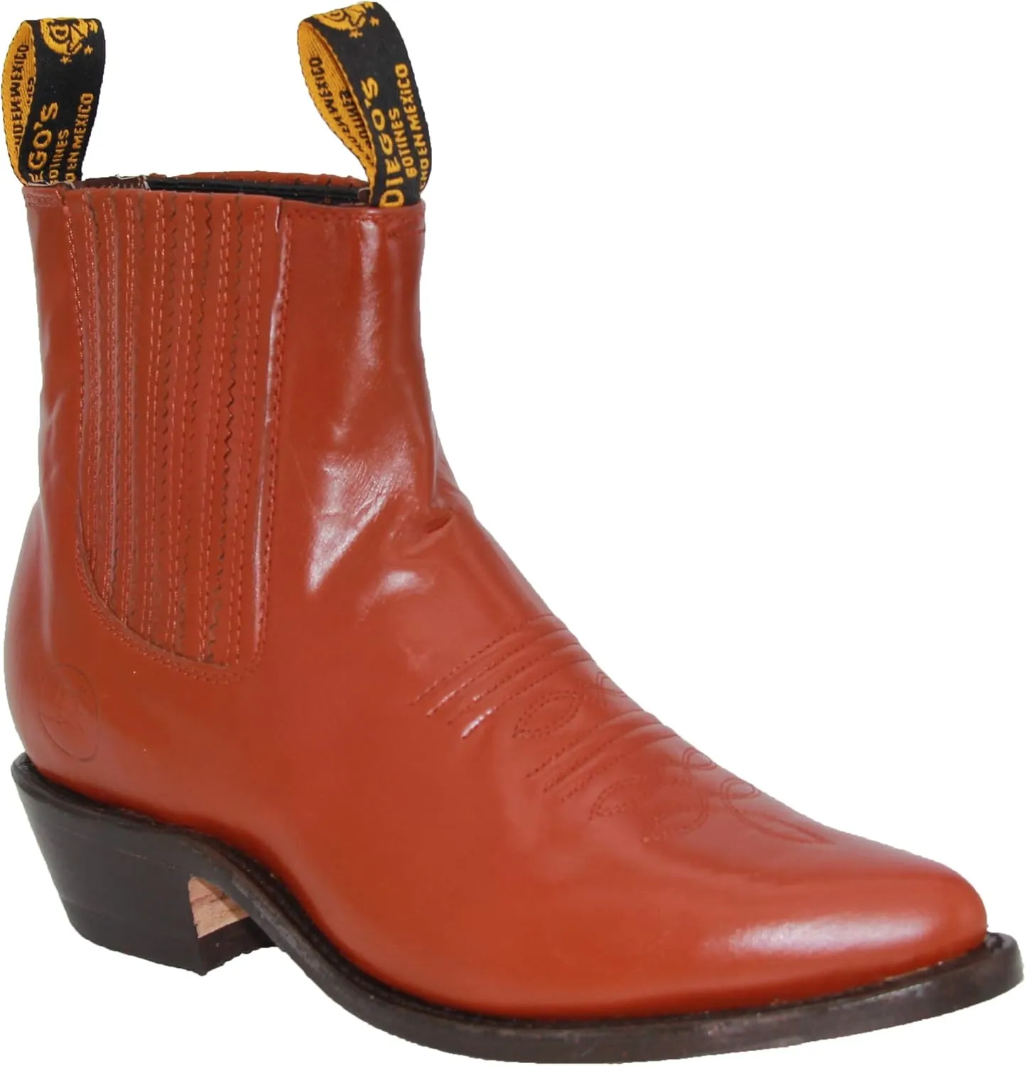 Western Shops Mens Genuine Leather Short Ankle Western Cowboy Boot Charro Botin