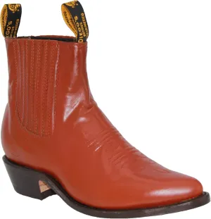Western Shops Mens Genuine Leather Short Ankle Western Cowboy Boot Charro Botin