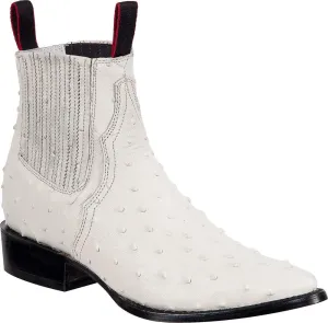 Western Shops Mens Leather Cowboy Boots Ostrich Print Short Ankle Western J Toe Boot