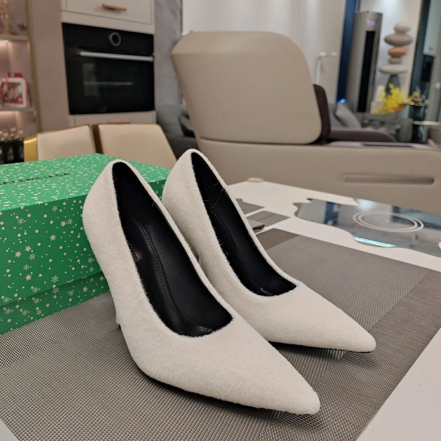 WHITE WOOL 90MM Durable PUMPS IN Balanciaga HIGH Free returns HEEL
