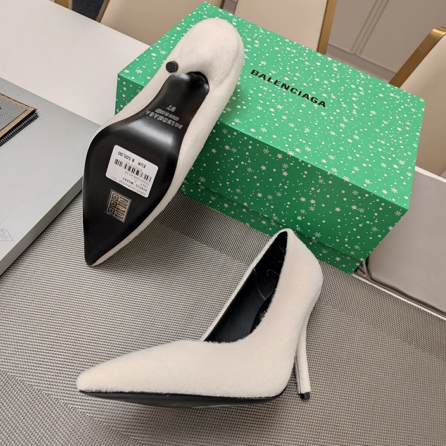 WHITE WOOL 90MM Durable PUMPS IN Balanciaga HIGH Free returns HEEL