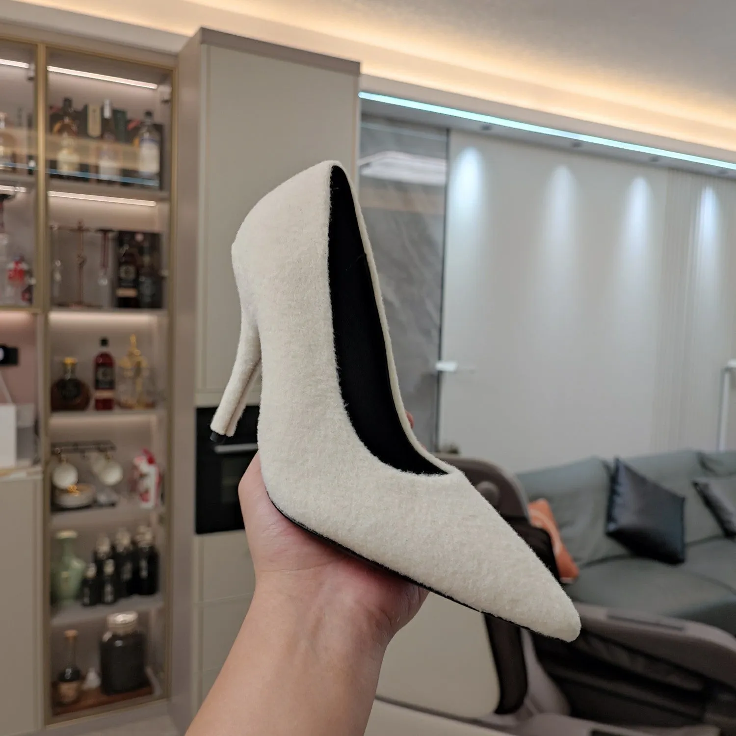 WHITE WOOL 90MM Durable PUMPS IN Balanciaga HIGH Free returns HEEL