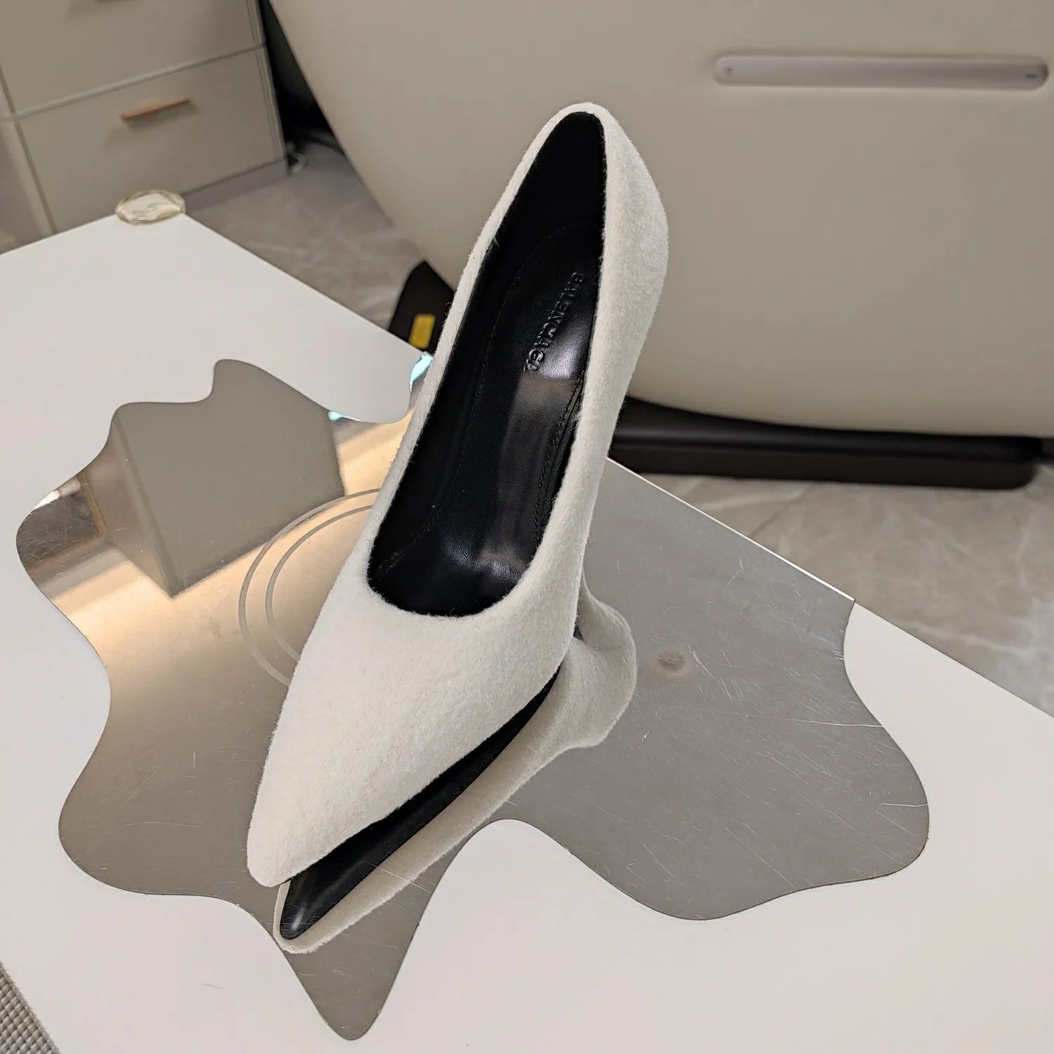 WHITE WOOL 90MM Durable PUMPS IN Balanciaga HIGH Free returns HEEL
