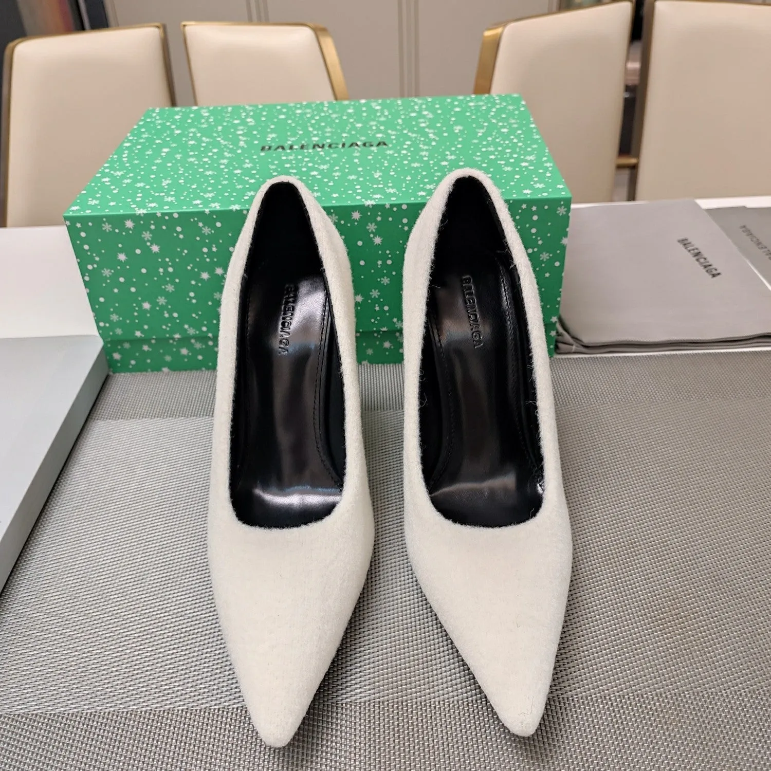 WHITE WOOL 90MM Durable PUMPS IN Balanciaga HIGH Free returns HEEL