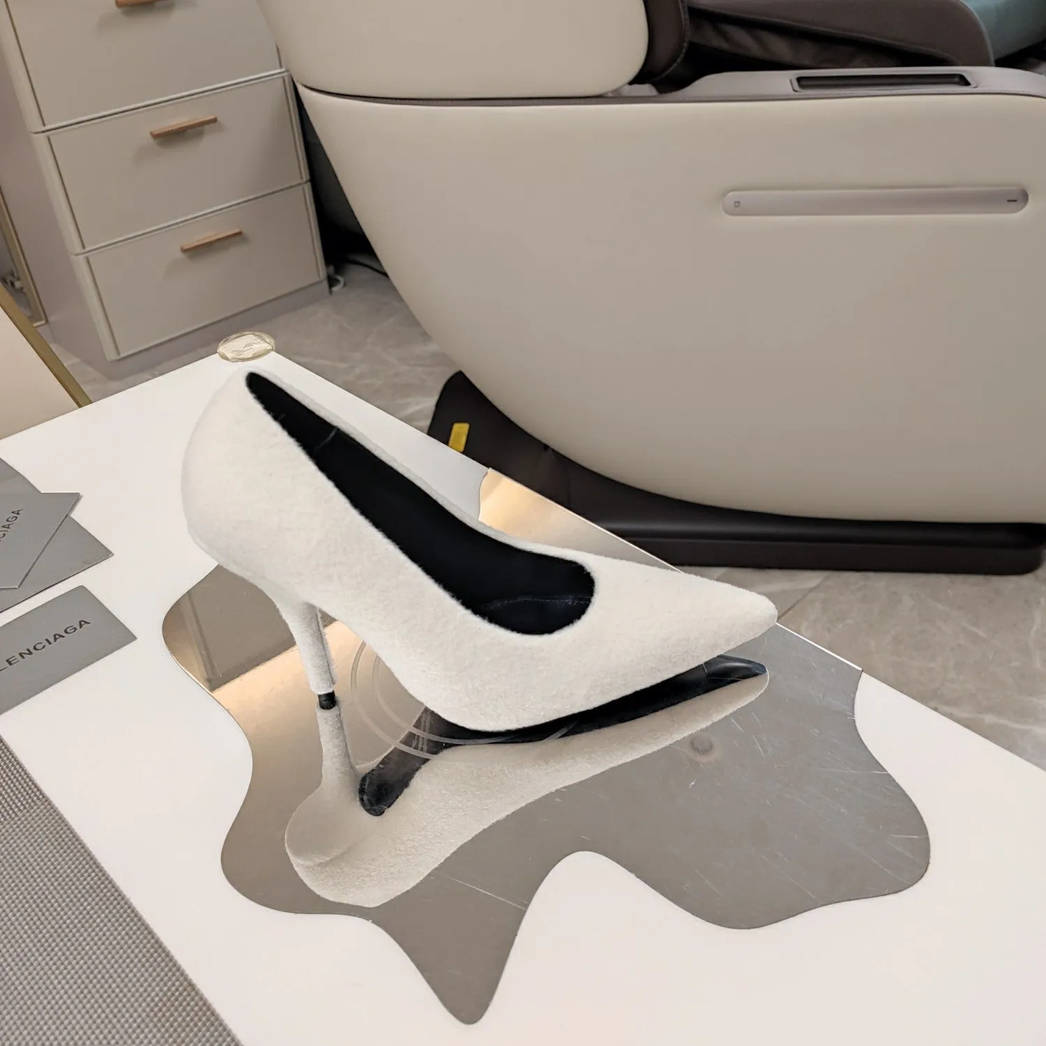 WHITE WOOL 90MM Durable PUMPS IN Balanciaga HIGH Free returns HEEL