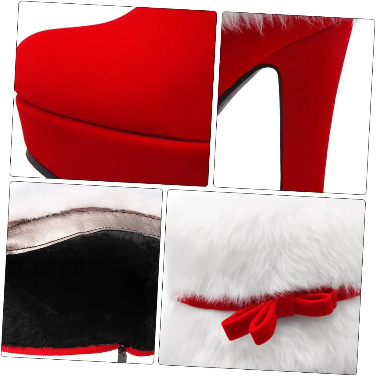 Winter High Heel Platform Boot Plush Shoes Zipper Closure Boot for Women