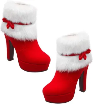 Winter High Heel Platform Boot Plush Shoes Zipper Closure Boot for Women