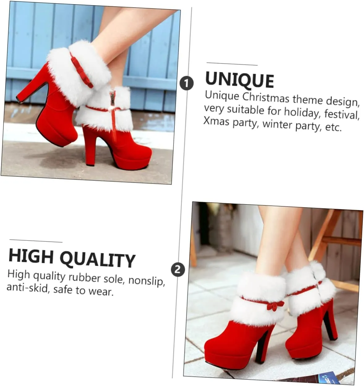 Winter High Heel Platform Boot Plush Shoes Zipper Closure Boot for Women