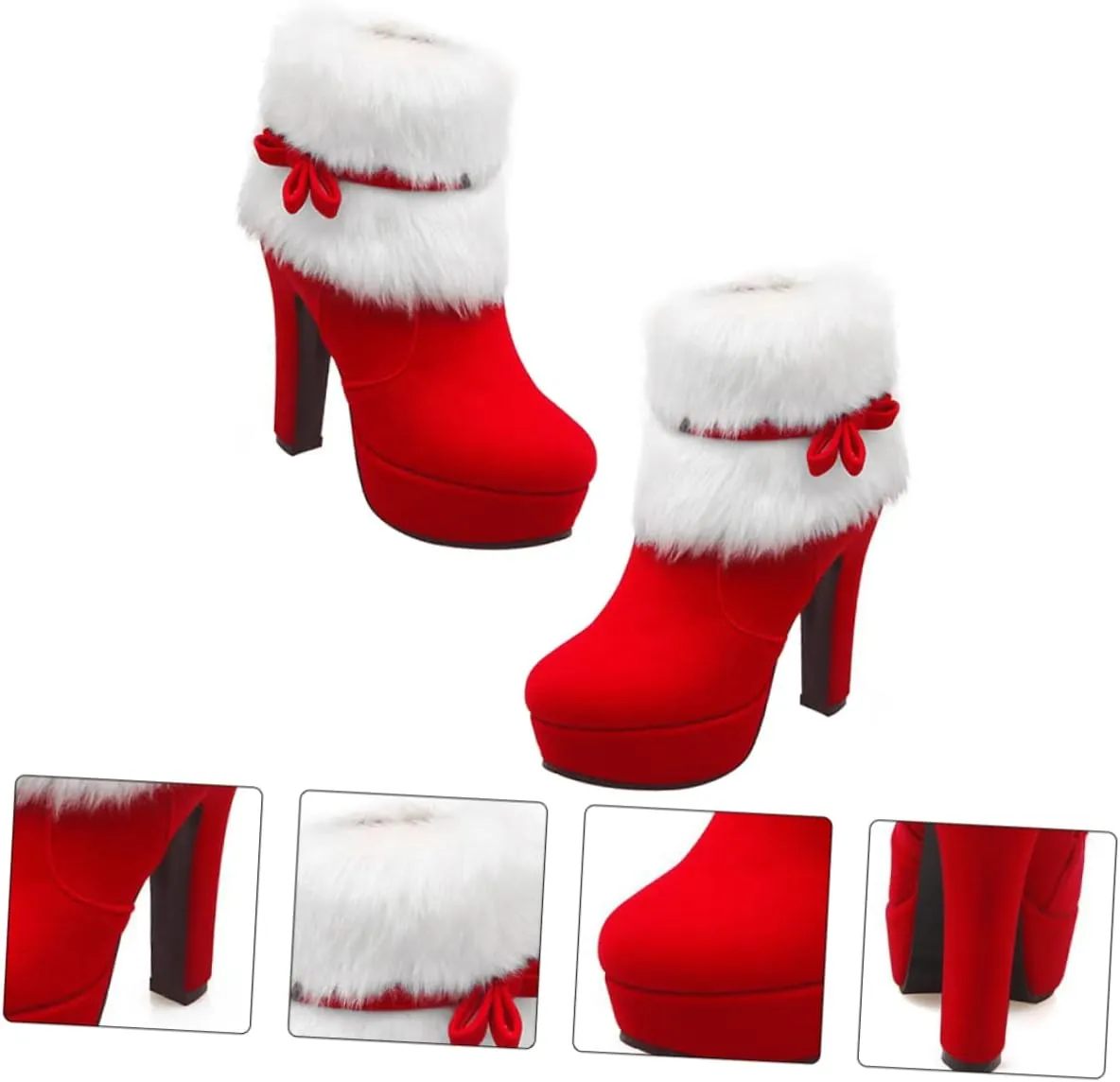 Winter High Heel Platform Boot Plush Shoes Zipper Closure Boot for Women