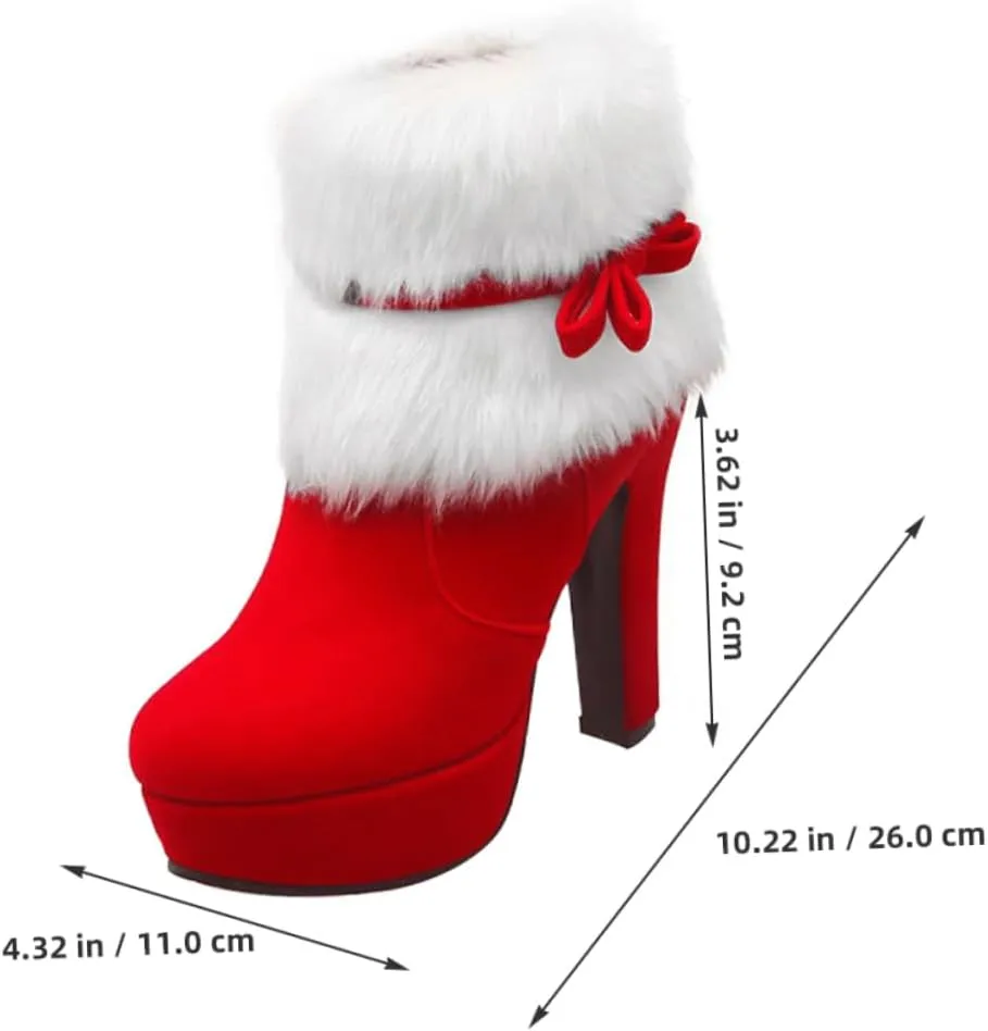 Winter High Heel Platform Boot Plush Shoes Zipper Closure Boot for Women