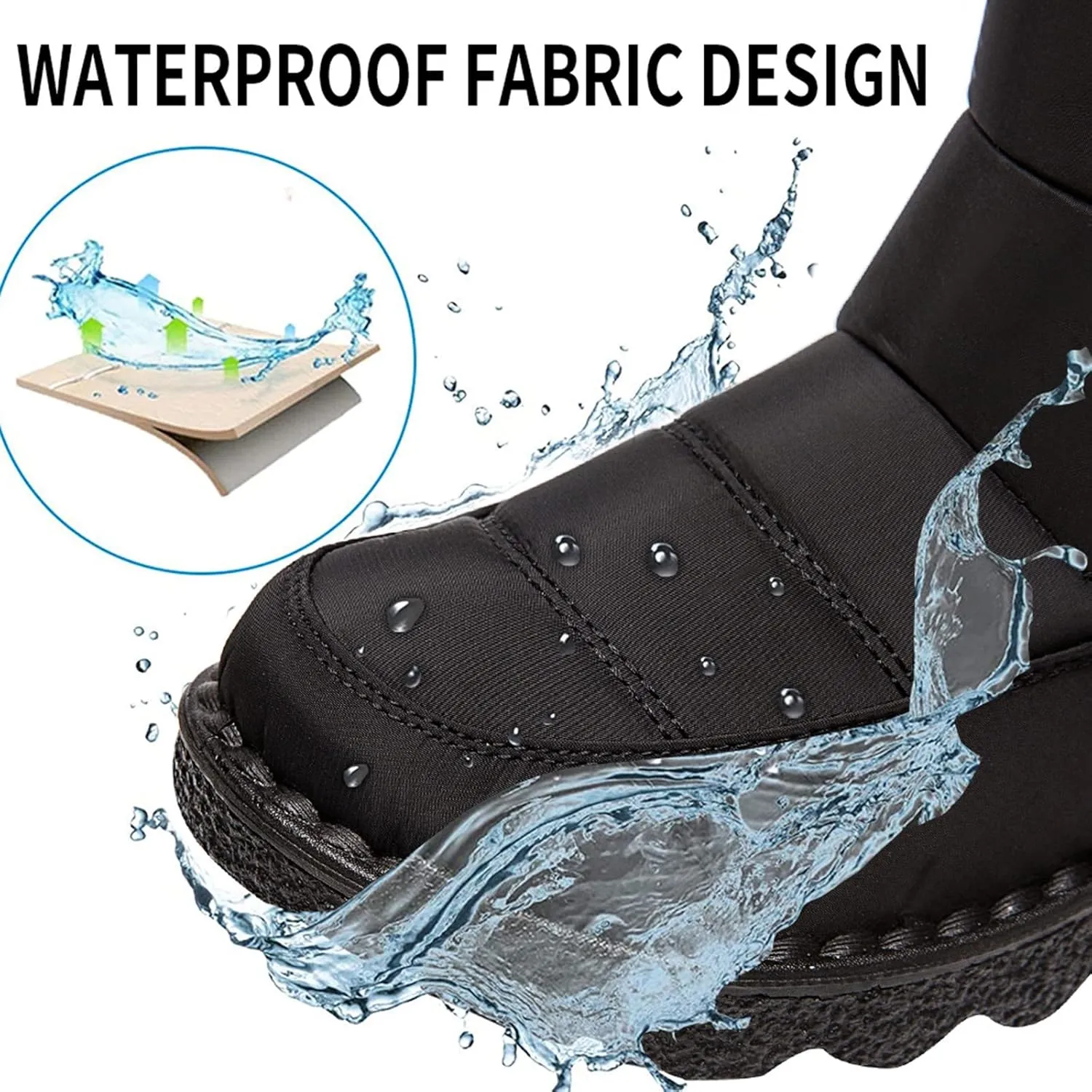 Winter Snow Boots for Women Water-proof Thermal Fleece Lined Anti Slip Mid Calf Boots for Ladies Platform Wedge Booties Warm Fuzzy Ankle Booties Outdoor Work Short Boots with Buckle