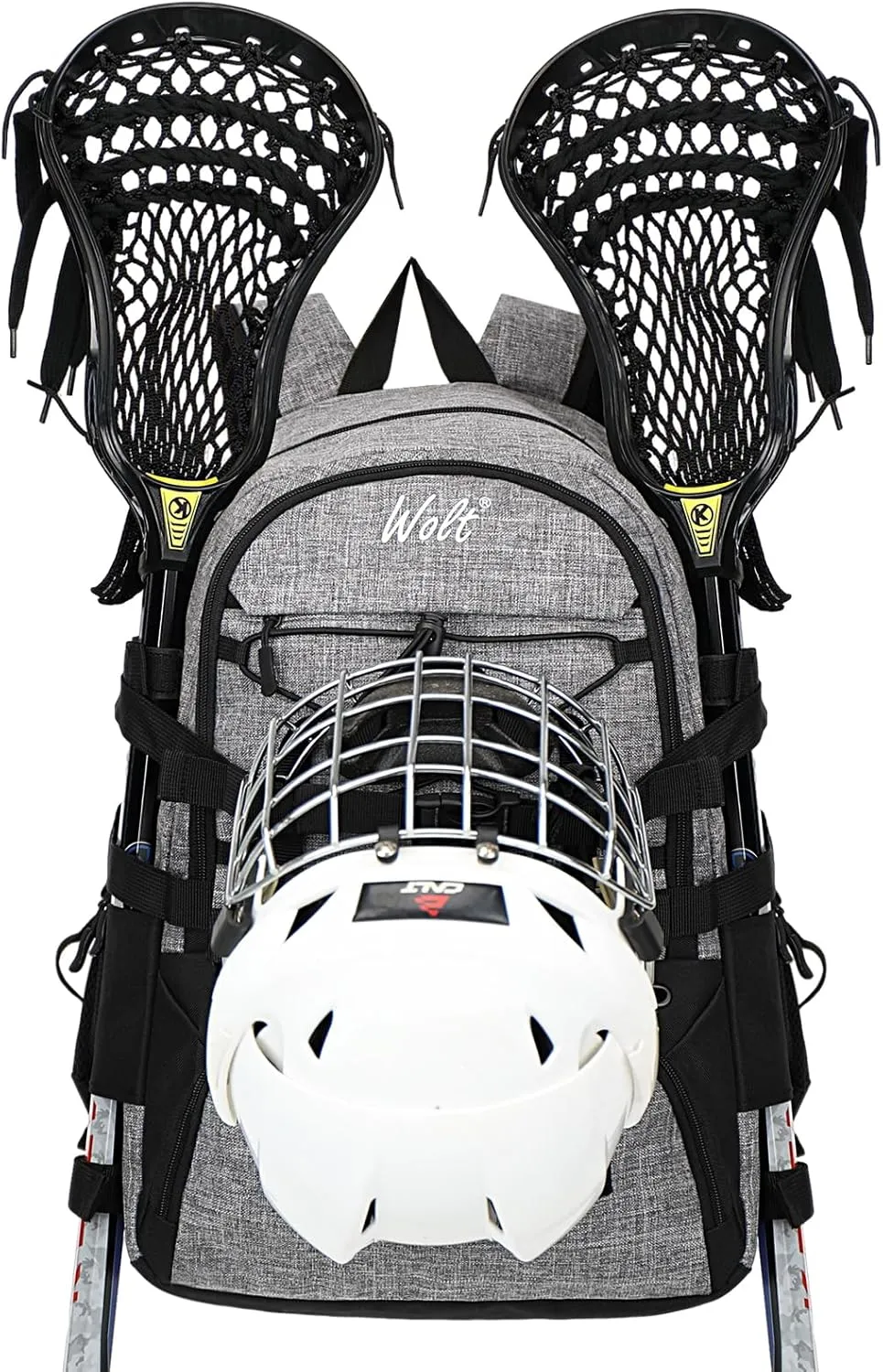 WOLT Lacrosse Bag-Lacrosse Backpack with Two Sticks Holder-Large Field Hockey Bag Holds All Sport Gears