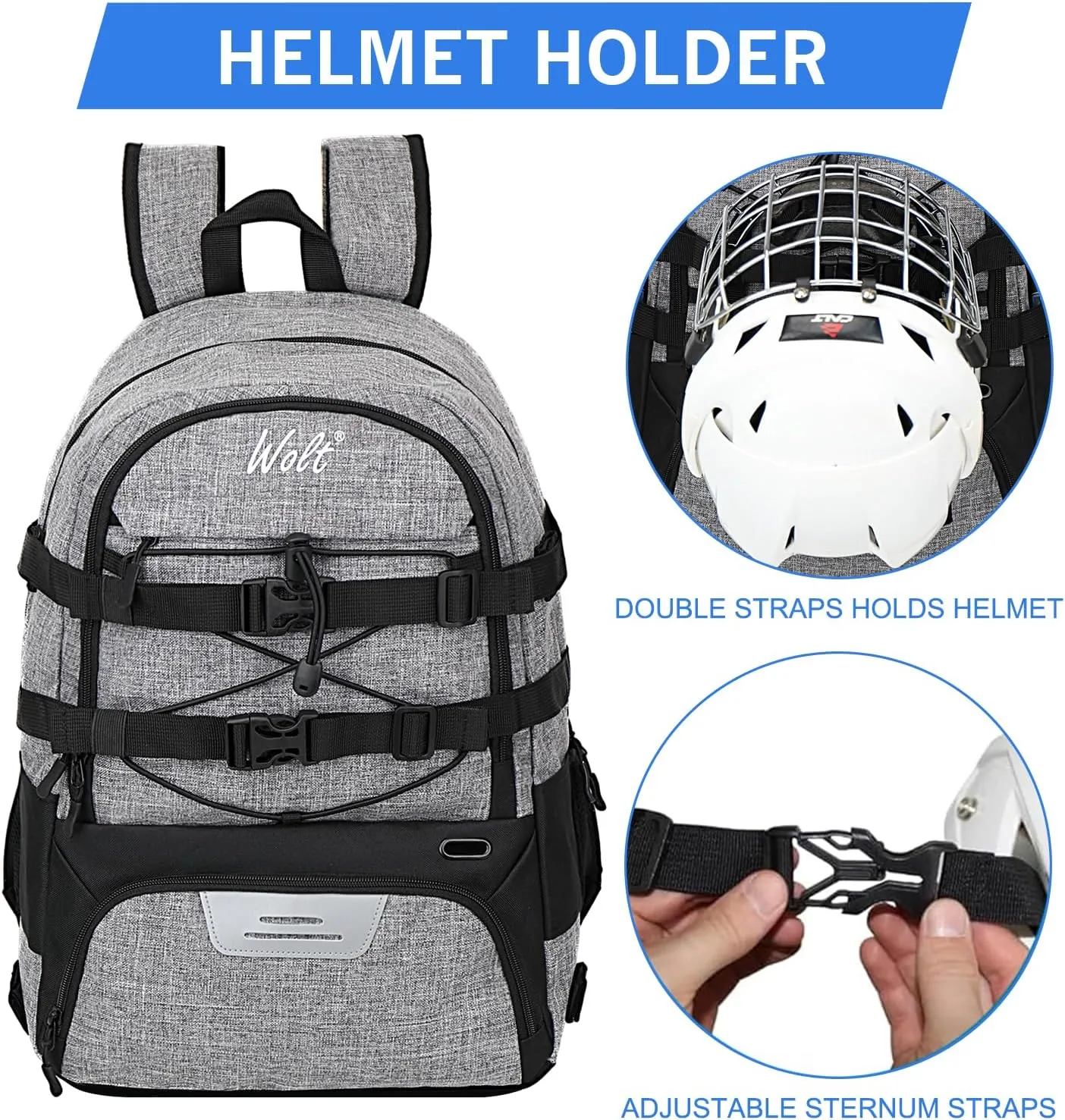 WOLT Lacrosse Bag-Lacrosse Backpack with Two Sticks Holder-Large Field Hockey Bag Holds All Sport Gears