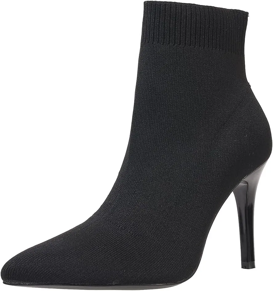 Women Knitted Boots Stretch Sock Ankle Boots Pointed Toe Booties Stiletto High Heel Pull On Ankle Booties