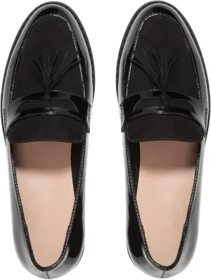 Women Low Chunky Heel Loafer Shoes Tassel Round Toe Slip On Dress Loafers Fringe 1" Block Low Heel Dress Loafers Patent Suede Penny Loafers Comfort Office Shoes Classic 4-11 M US