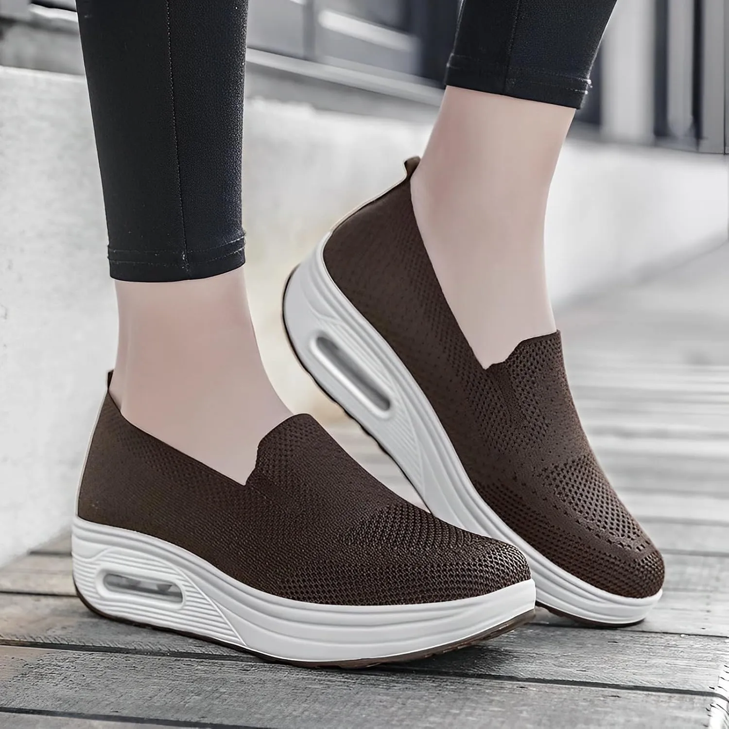 Women Orthopedic Sneakers Mesh Platform Wedge Sneakers Slip On Breathable Lightweight Fashion Sneakers Loafers Walking Shoes