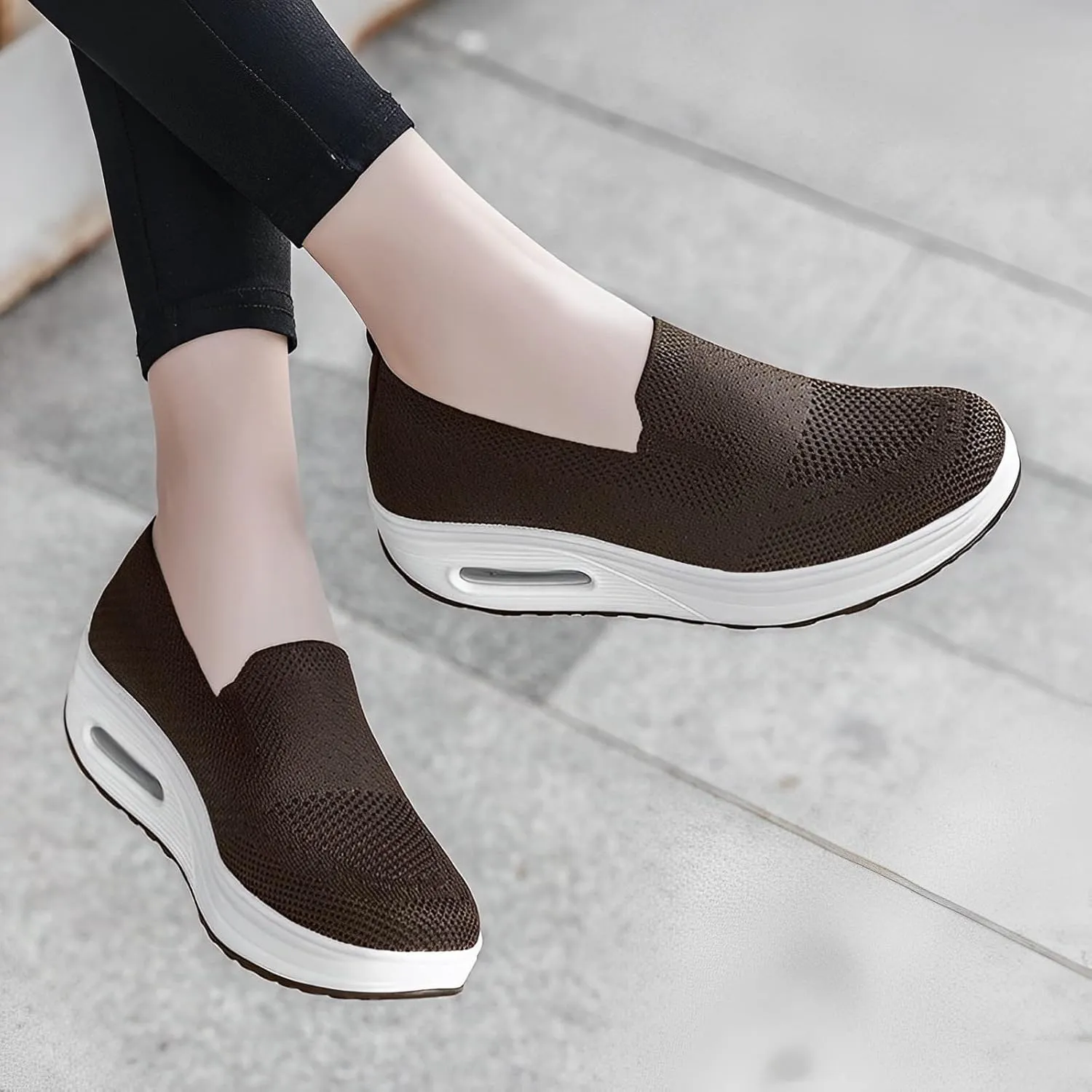 Women Orthopedic Sneakers Mesh Platform Wedge Sneakers Slip On Breathable Lightweight Fashion Sneakers Loafers Walking Shoes