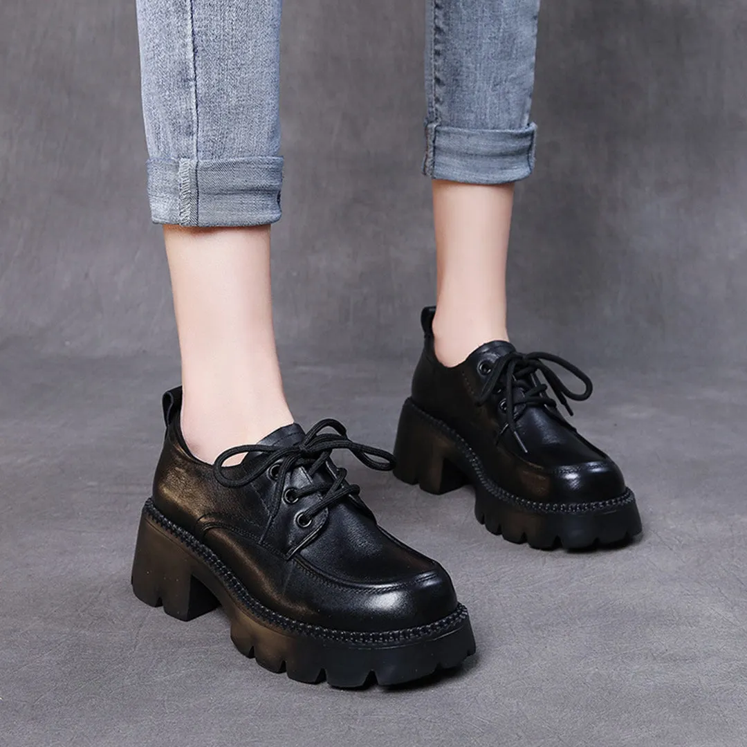 Women Platform Loafer Soft Leather Shoes