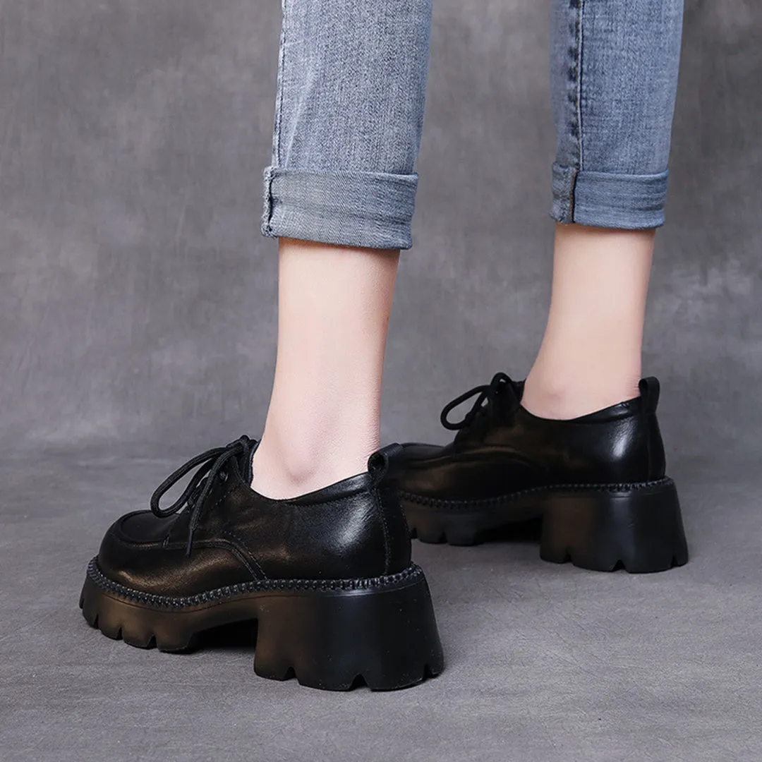 Women Platform Loafer Soft Leather Shoes
