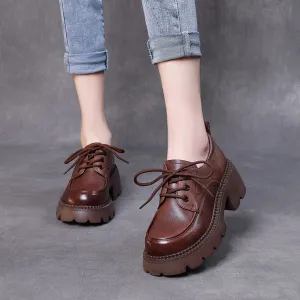Women Platform Loafer Soft Leather Shoes