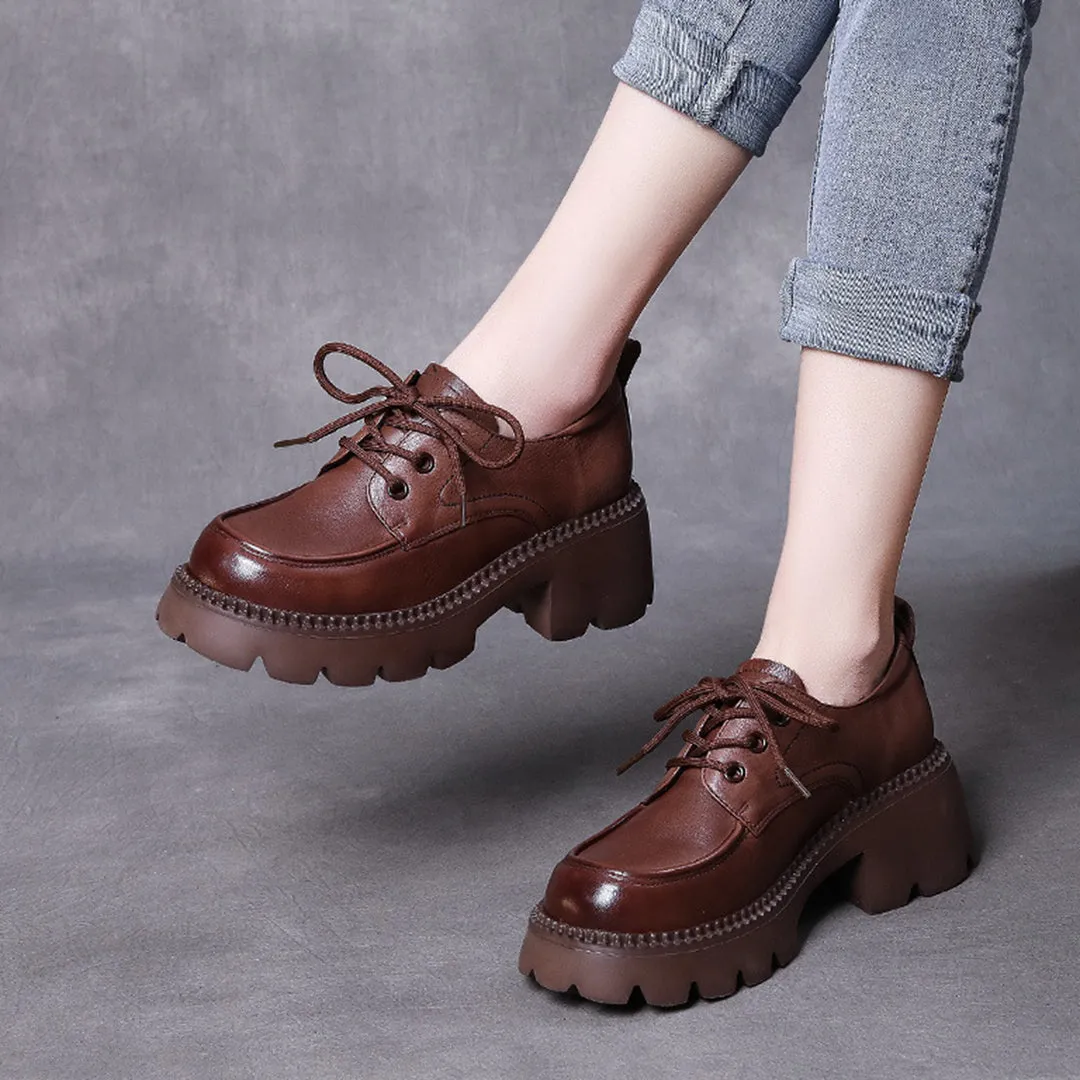 Women Platform Loafer Soft Leather Shoes