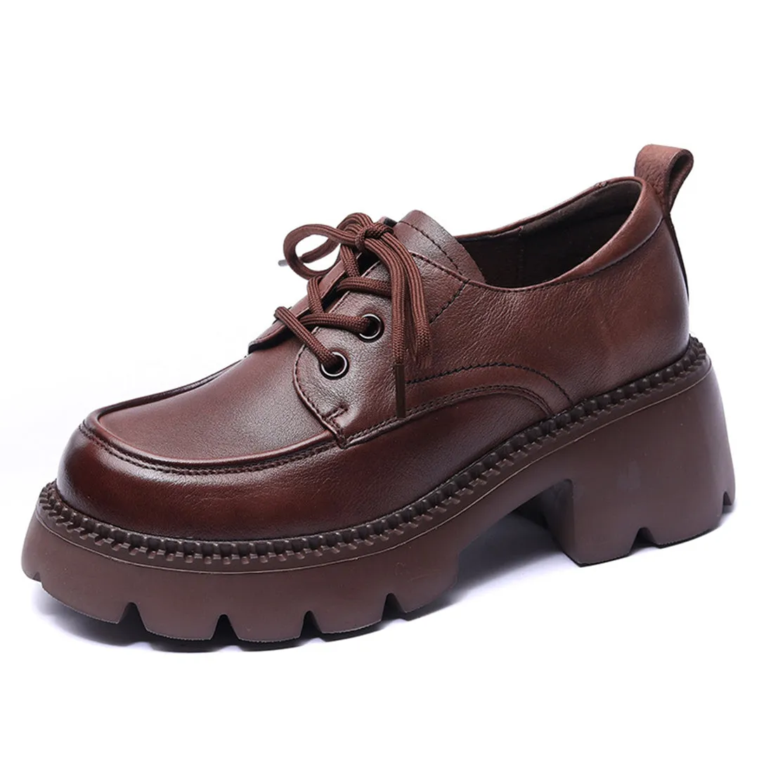 Women Platform Loafer Soft Leather Shoes