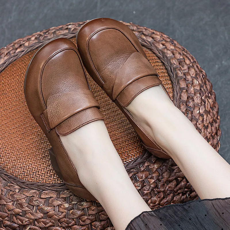 Women's Block Heel Soft Sole Retro Style Slip-on Loafer Pump