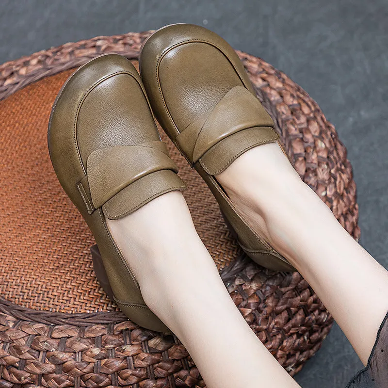 Women's Block Heel Soft Sole Retro Style Slip-on Loafer Pump