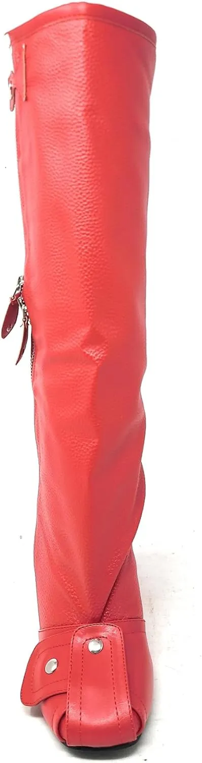 Women's Buckle Detail Square Toe Wedge Heel Knee High Long Boot﻿ Senna