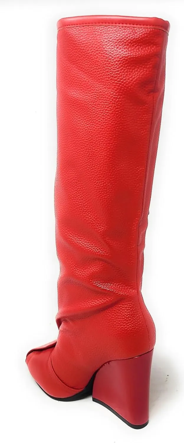 Women's Buckle Detail Square Toe Wedge Heel Knee High Long Boot﻿ Senna