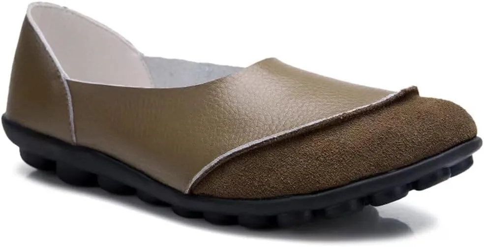 Women's Cowhide Leather Loafers Flats Moccasins Slip-On