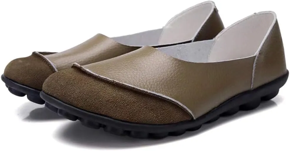 Women's Cowhide Leather Loafers Flats Moccasins Slip-On