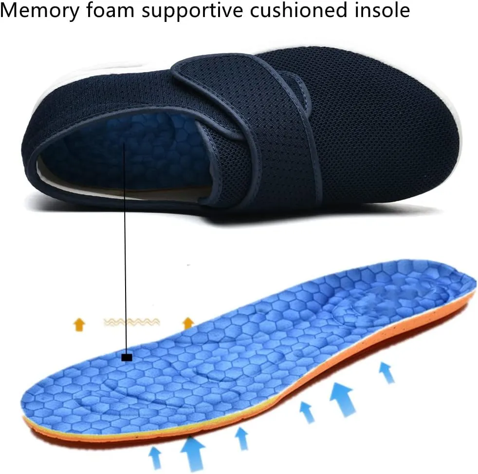 Women's Diabetic Shoes Wide Width Edema Shoes Breathable Memory Foam Lightweight Walking Sneakers for Elderly Swollen Feet