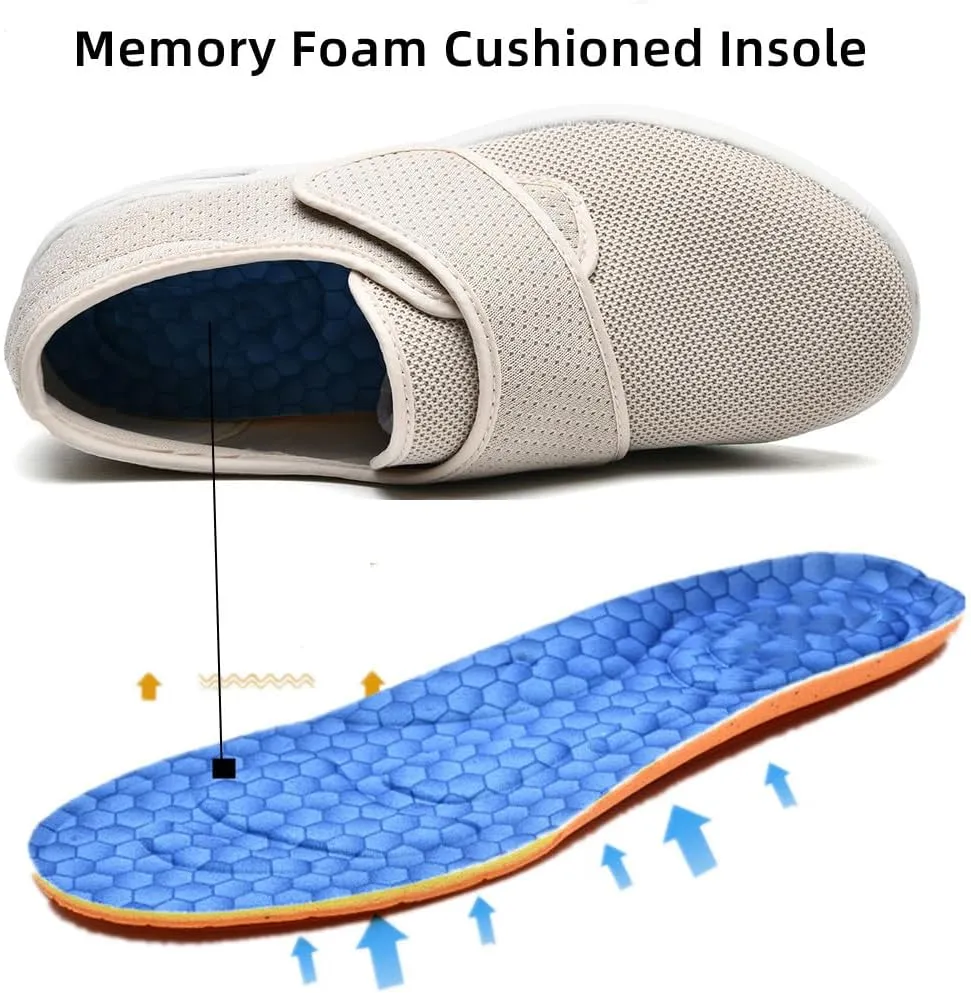Women's Diabetic Shoes Wide Width Edema Shoes Breathable Memory Foam Lightweight Walking Sneakers for Elderly Swollen Feet