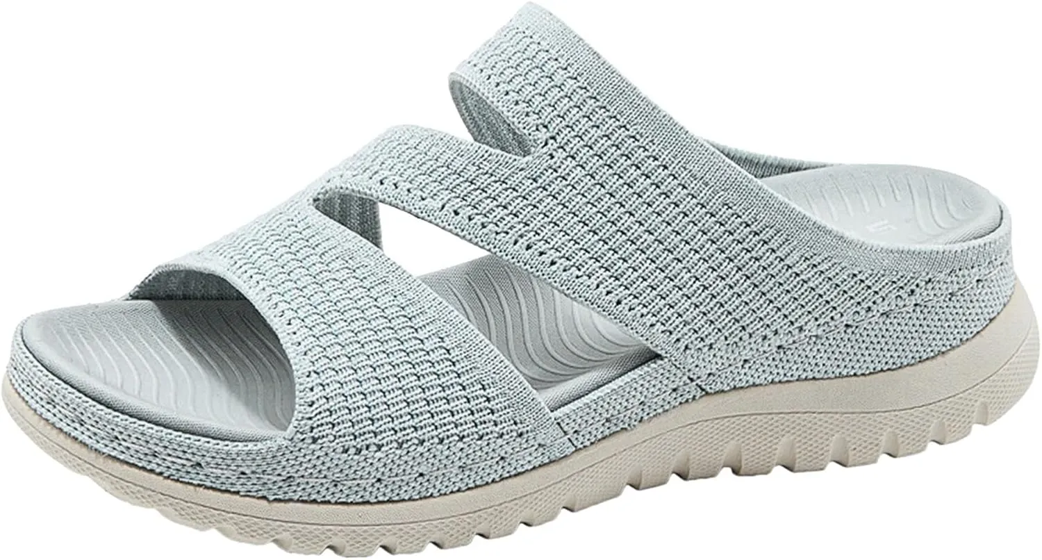 Women's Orthotic Wedge Slippers Classic Casual Comfort Waterproof Arch Support Knit Mesh Breathable Wide Feet Heels Slip-On Slipper Outdoors Hiking Prom Homecoming Graduation Sandals