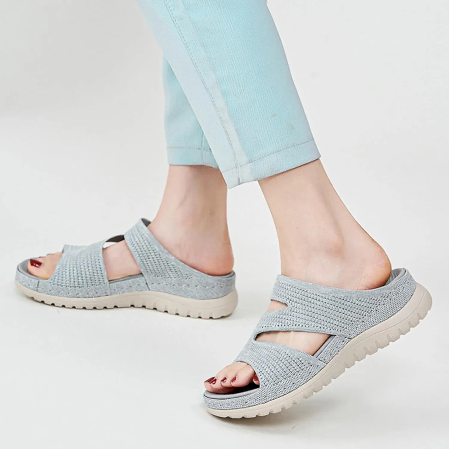 Women's Orthotic Wedge Slippers Classic Casual Comfort Waterproof Arch Support Knit Mesh Breathable Wide Feet Heels Slip-On Slipper Outdoors Hiking Prom Homecoming Graduation Sandals