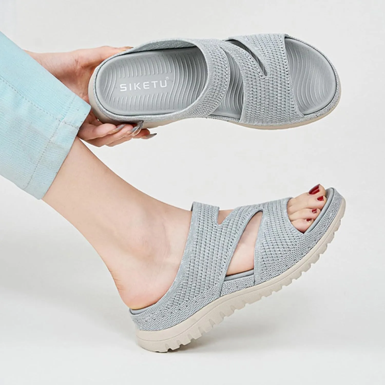 Women's Orthotic Wedge Slippers Classic Casual Comfort Waterproof Arch Support Knit Mesh Breathable Wide Feet Heels Slip-On Slipper Outdoors Hiking Prom Homecoming Graduation Sandals