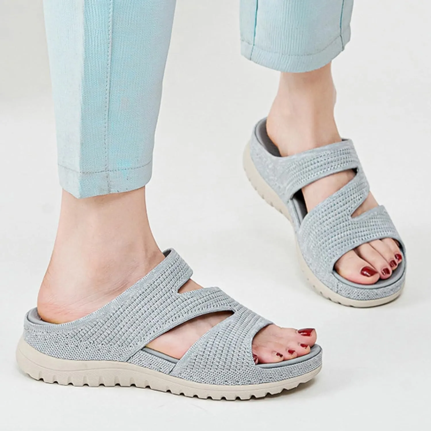 Women's Orthotic Wedge Slippers Classic Casual Comfort Waterproof Arch Support Knit Mesh Breathable Wide Feet Heels Slip-On Slipper Outdoors Hiking Prom Homecoming Graduation Sandals