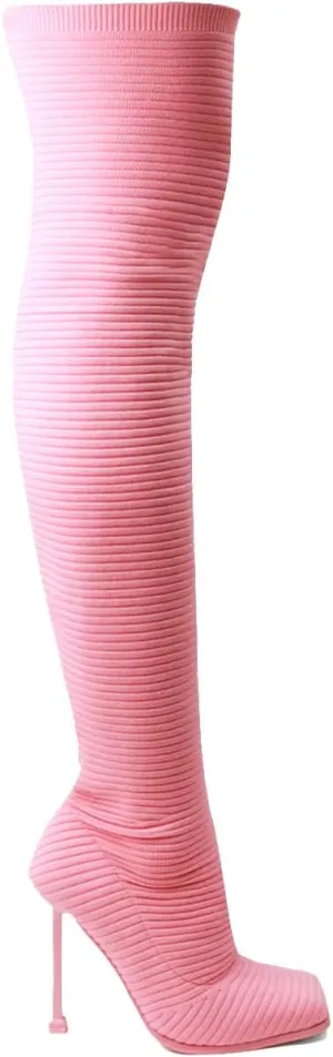 Women's Over The Knee Heels Boots High Heel Stretch Knit Pointed To Thigh Long Boots
